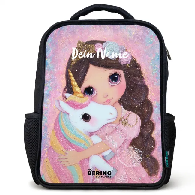 Meisje - Eenhoorn - Glitter Rugzak - Zwart middel -3d