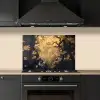 Bloemen - Takken - Goud - Sierlijk keuken achterwand spatscherm klein -sfeer1