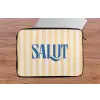 Salut - Quote - Strepen - Geel - Blauw - Wit laptophoes neopreen klein -tafel