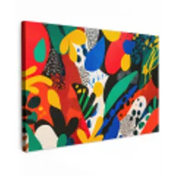 Abstract - Planten - Vormen - Kleurrijk Tuinposter op houten frame 2 cm dik klein -3d