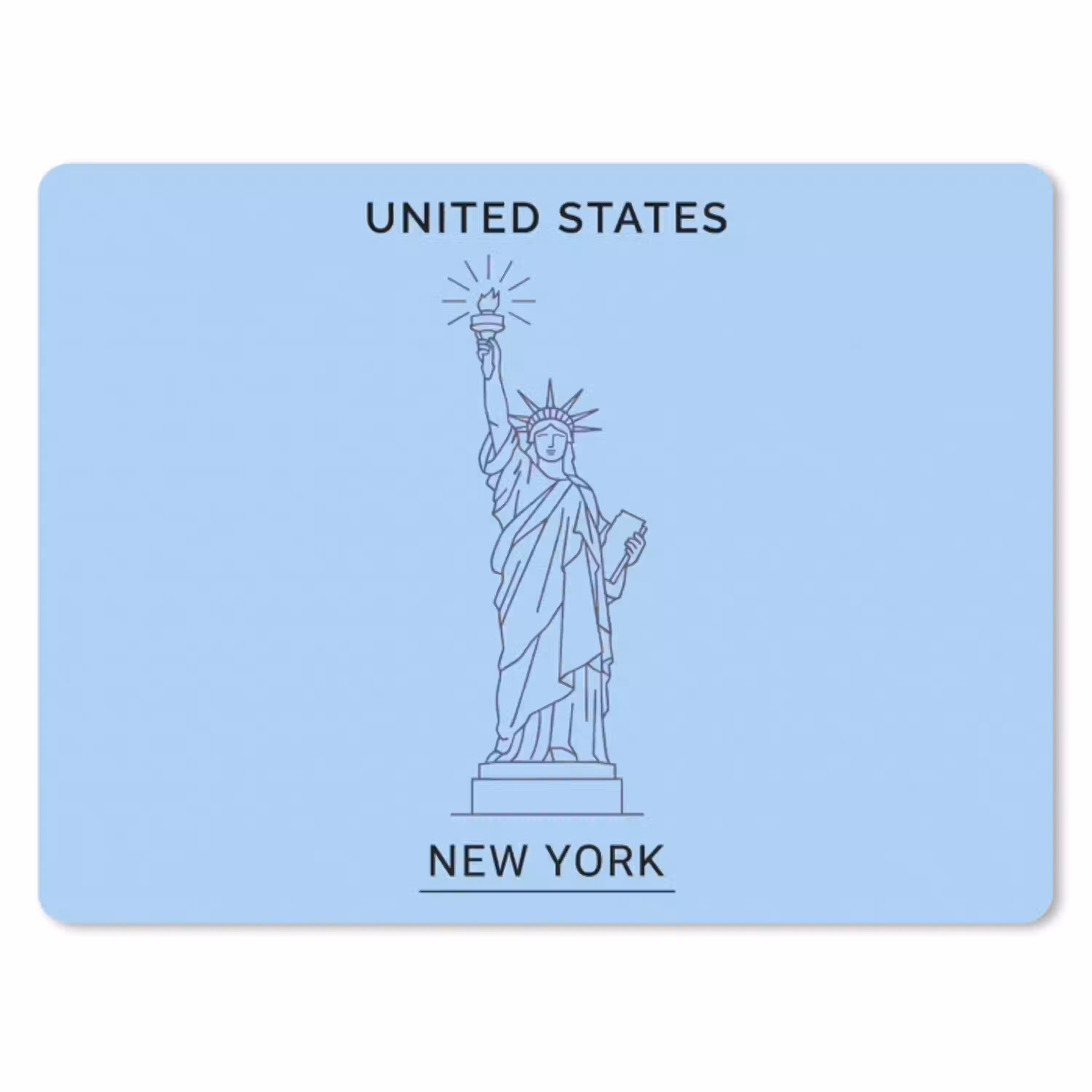 Monument - Vrijheidsbeeld - New York - Minimalistisch - Blauw muismat rubber klein -3d
