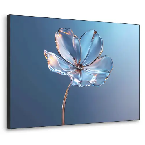 Blauw - Bloem - Glazen - Sierlijk Textielframe - compleet frame klein -3d