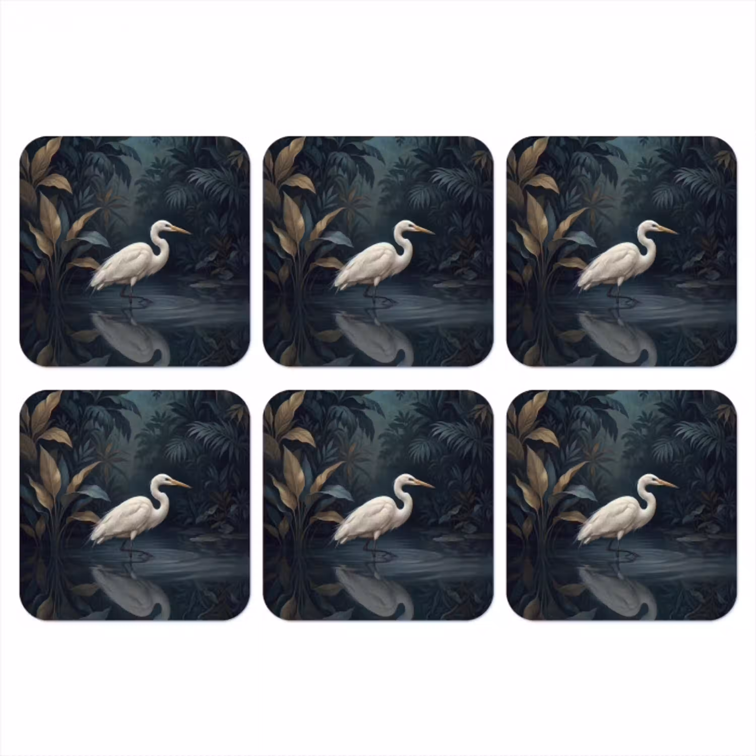 Reiger - Water - Natuur - Modern - Wit onderzetter kurk middel -3d