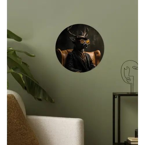 Hert - Zonnebril - Zwart - Pak Wandcirkel behangsticker klein -sfeer2