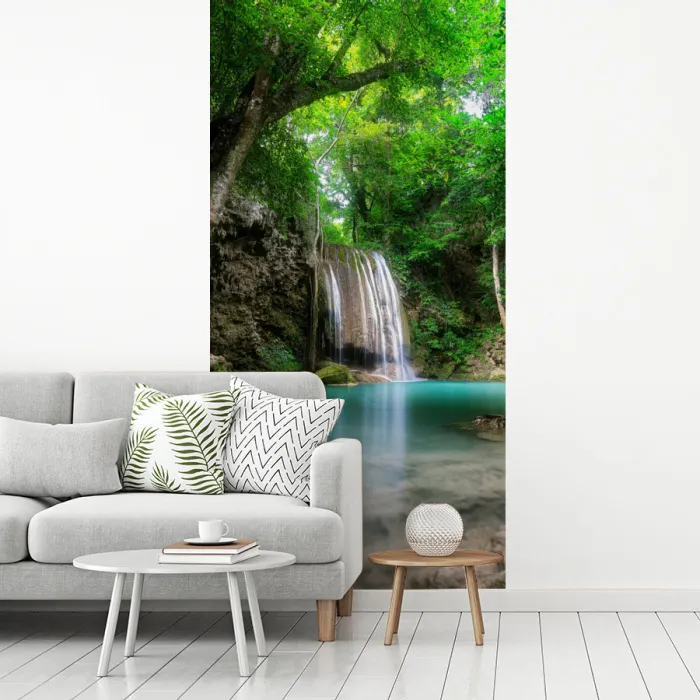Jungle - Waterval - Planten - Water - Natuur fotobehang vinyl groot -woonkamer