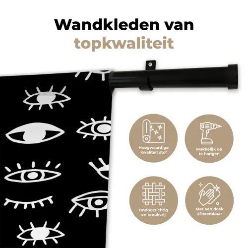 Ogen - Wit - Patroon Wandkleed katoen klein 269 -sfeer2