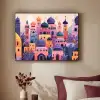 Kleurrijke stad - Zon - Islamitisch Textielframe zwart klein -sfeer1