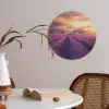 Lavendelveld - Quote - Zonsondergang Akoestische PET Vilt - Rond klein -sfeer3