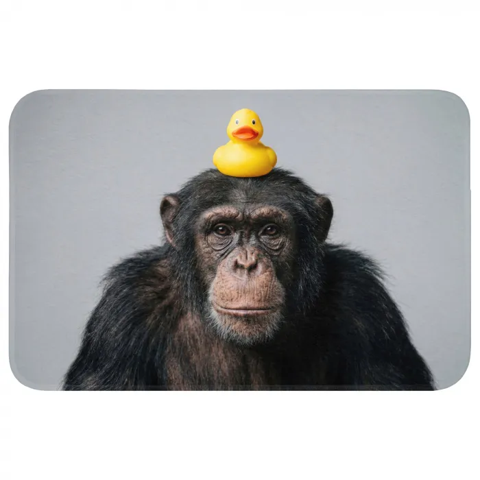 Chimpansee - Badeend - Grijs Badmat klein -3d