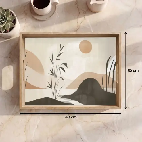 Japandi - Landschap - Beige Dienblad Rechthoek middel -USP_Formaat