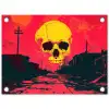 Straat - Verlaten - Schedel - Geel tuinposter los doek klein -3d