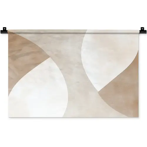 Bruin - Japandi - Abstract Wandkleed katoen klein -zz3d