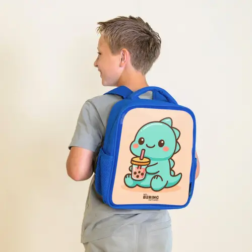 Kawai - Dino - Bubbletea Kinderrugzak - Blauw middel -sfeer2