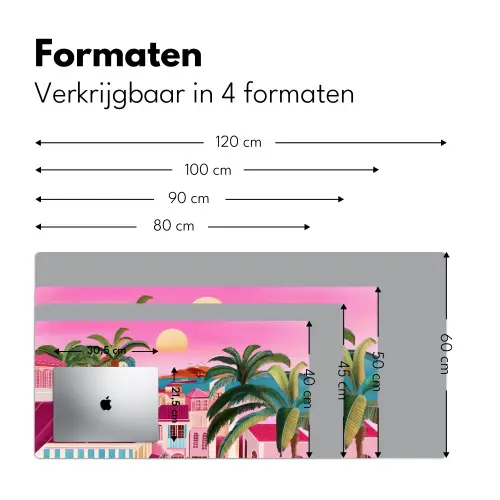 Stad - Roze - Palmbomen Muismat XXL klein -sfeer5