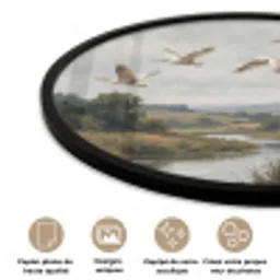 Eenden - Rivier - Landschap - Vlucht - Nostalgisch Fotolijst rond zonder passe partout klein -closeup_FR
