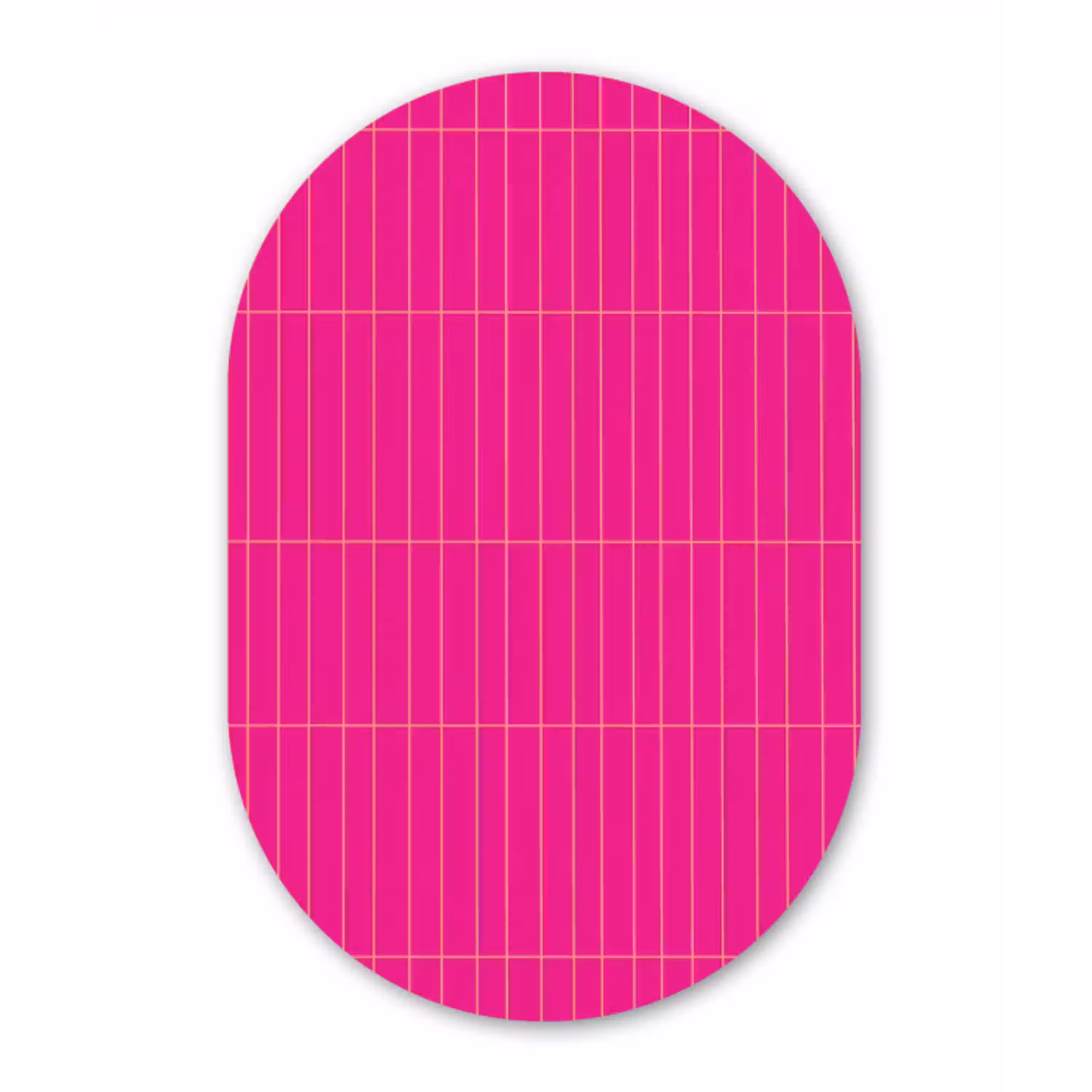 Patroon - Tegel - Magenta - Roze Wandcirkel Ovaal Aluminium middel 839 -3d