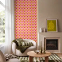 Retro - Bloemen - Roze Behang Vinyl klein 1060 -sfeer2