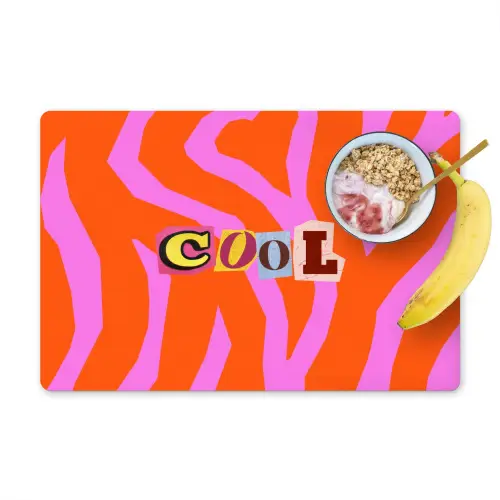 Zebraprint - Grafisch - COOL - Oranje Placemat vinyl groot -zzzproduct_Kitchenyeah-website