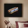 Hotdog - Porselein - Delfts blauw - Eten Textielframe zwart klein -sfeer1