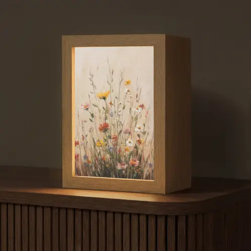 Wilde bloemen - Penseelstreken - Rustgevend Light Box met kabel (Tafellamp) klein -z3d_website