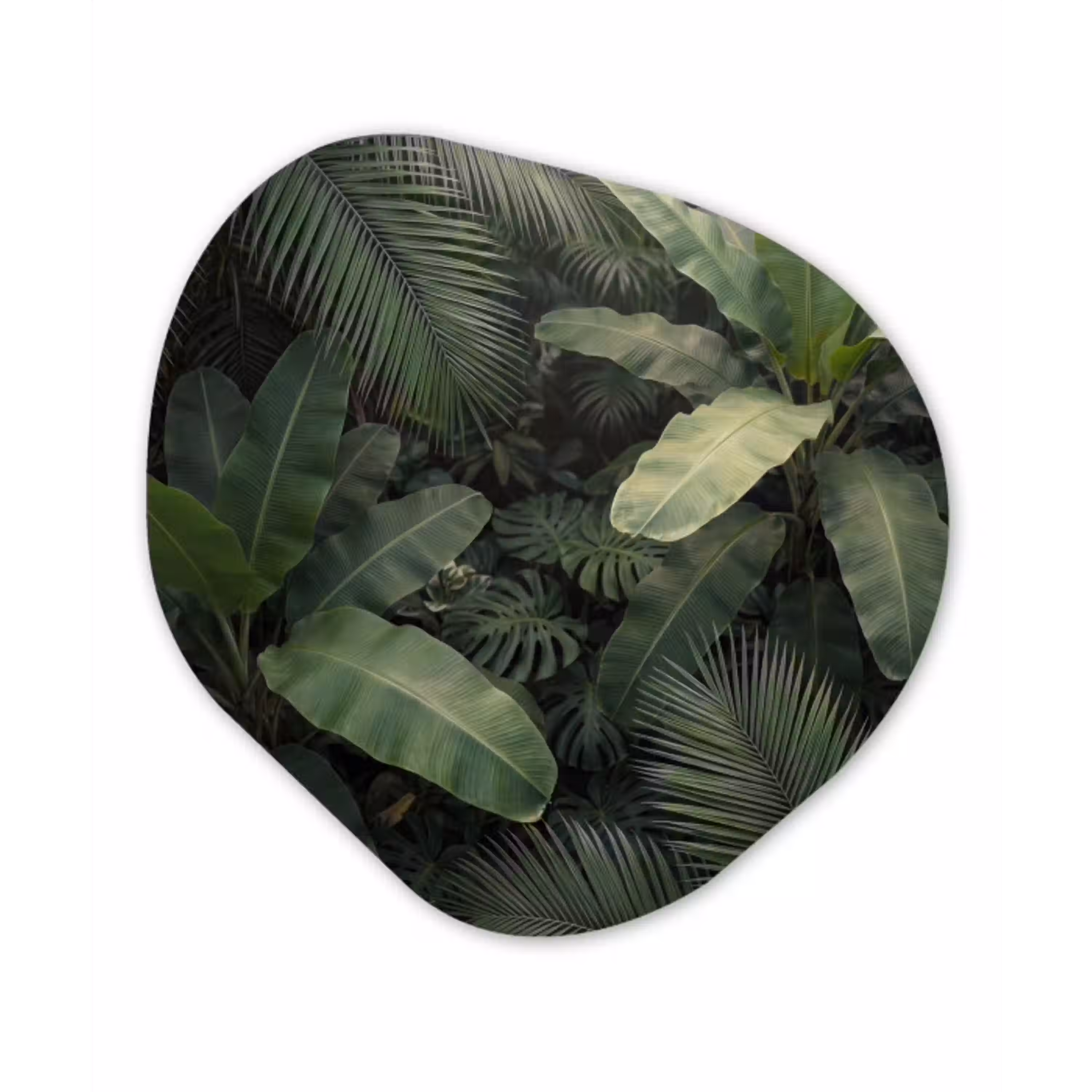 Bladeren - Groen - Tropisch - Natuur Wandcirkel Organisch Aluminium middel -3d