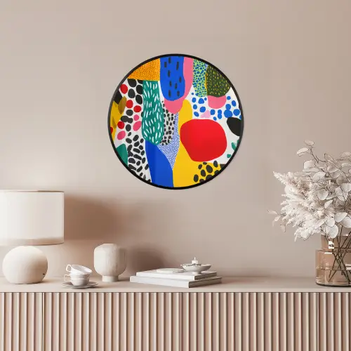 Stippen - Vormen - Modern - Kleuren Fotolijst rond zonder passe partout klein -sfeer3