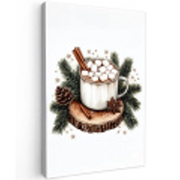 Winter - Hout - Chocolademelk - Drink - Kerst Tuinposter op houten frame 2 cm dik middel -3d