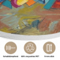 Abstract - Cirkels - Schilderij - Kleurrijk - Dynamisch Akoestische PET Vilt - Rond klein -closeup_DE