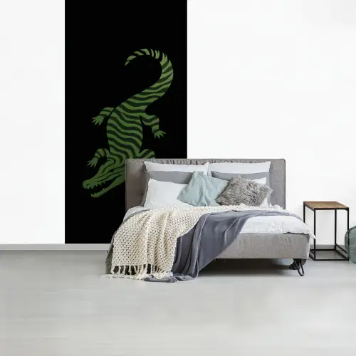 Krokodil - Groen - Tijgerachtig - Strepen fotobehang vinyl groot -slaapkamer
