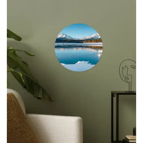 Landschap - Winter - Meer - Bergen - Uitzicht - IJs Wandcirkel behangsticker klein -sfeer2