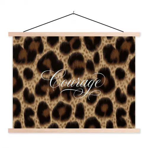 Luipaardprint - Bruin - Courage - Sierlijk textielposter latten blank klein -3d