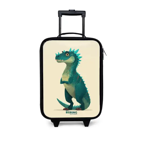Spiky dino met vriendelijke blik Kinderkoffer - Zwart klein -3d