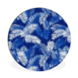 Palmblad - Patroon - Blauw Wandcirkel aluminium klein 190 -3d