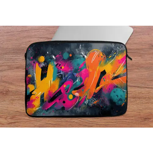 Abstract - Graffiti - Kleurrijk - Verfspatten laptophoes neopreen klein -tafel