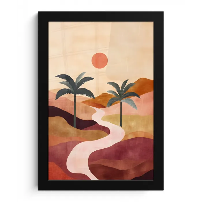 Heuvels - Palmbomen - Abstract fotolijst zwart zonder passe partout klein -3d