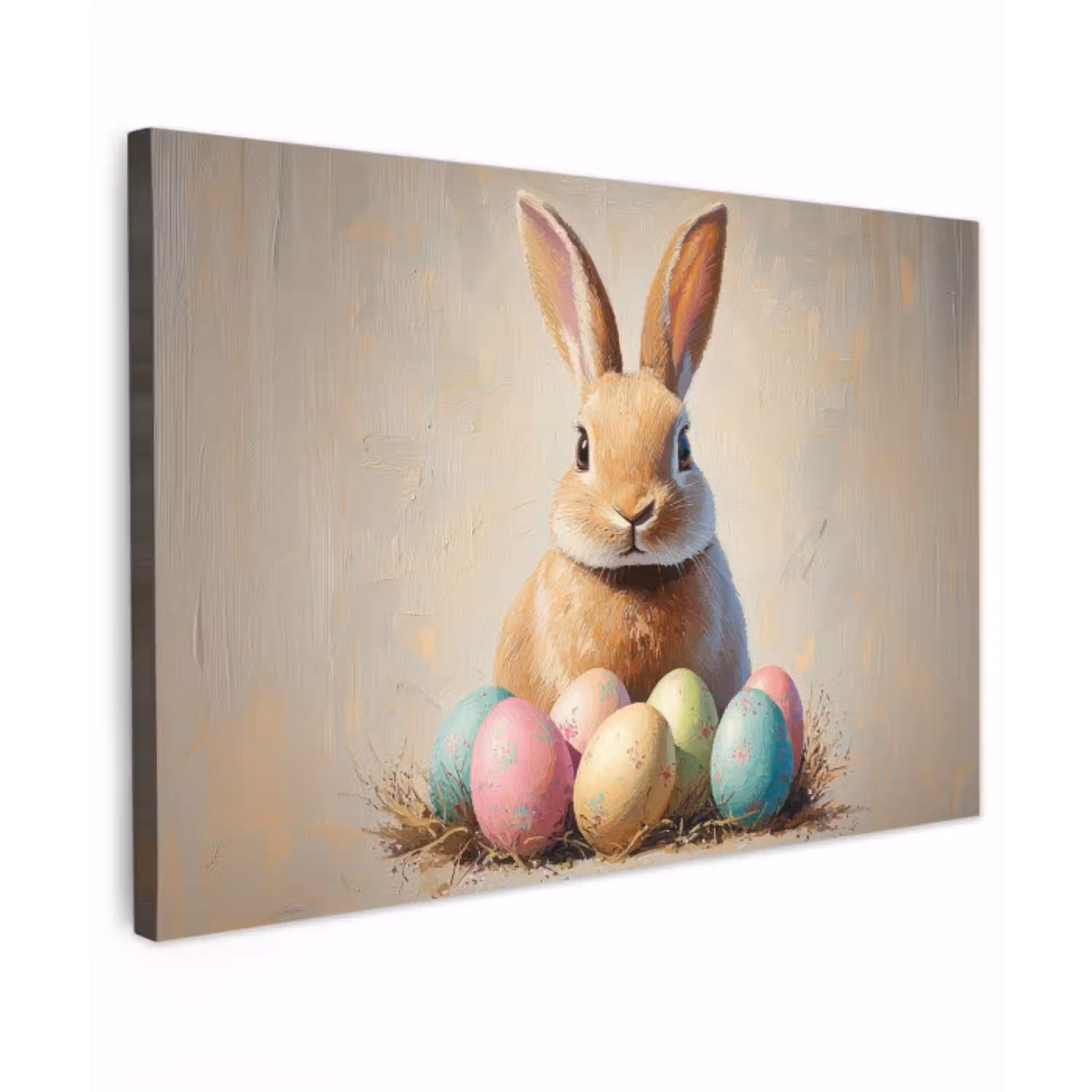 Paashaas - Pastel - Eieren canvas 2cm klein -z3d