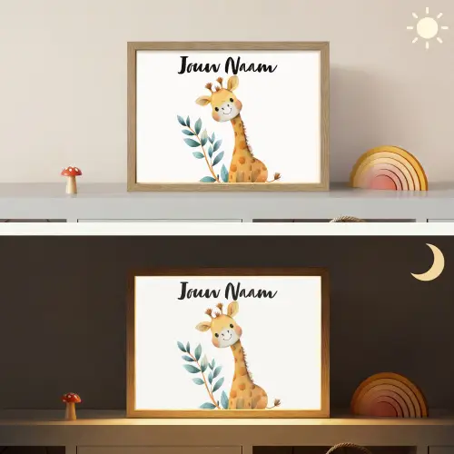 Giraf - Dier - Wilde dieren Light Box met batterij (Wandlamp kind) middel -sfeer3_kind