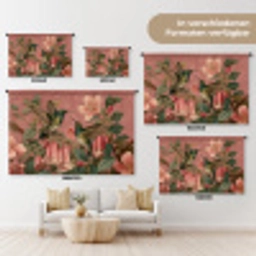 Kolibries - Bloemen - Groen - Roze Wandkleed katoen klein -tsfeer8_DE