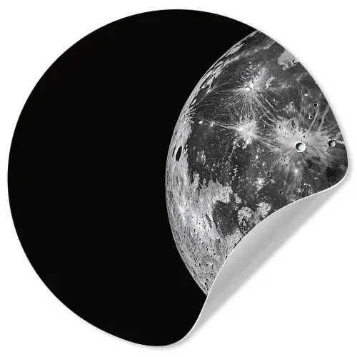 Close-up - Maan - Wit - Textuur Wandcirkel behangsticker klein -3d