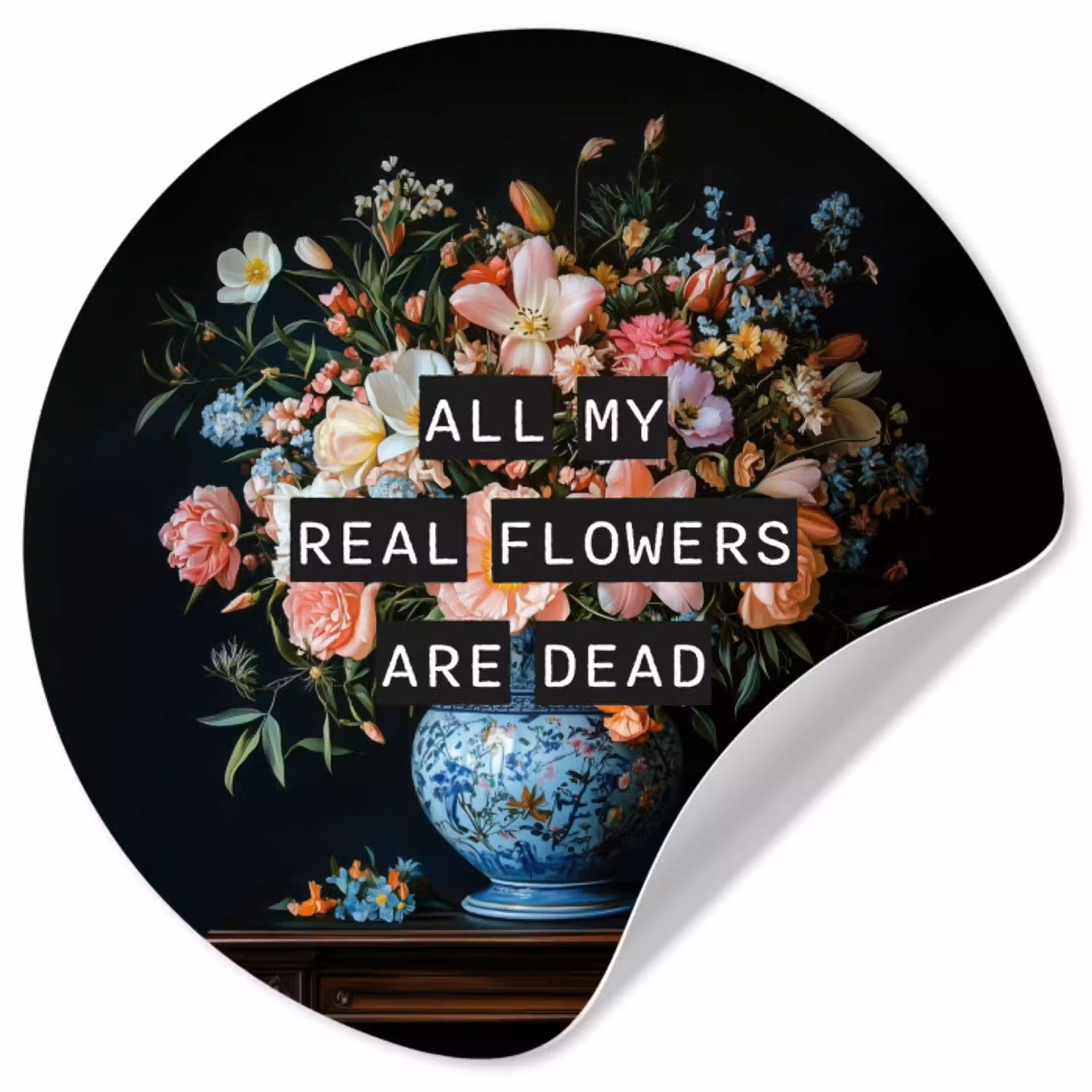 Bloemen - Art - Pastel - Quotes Wandcirkel behangsticker klein -3d