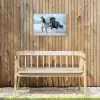 Paarden - Winter - Dieren - Natuur - Sneeuw Tuinposter op houten frame 2 cm dik klein -sfeer4