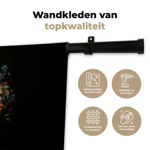 Roze - Bloemen - Vaas - Kleuren Wandkleed katoen klein -sfeer2