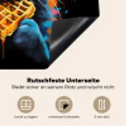 Kat - Graffiti - Kleurrijk - Wafel - Eten Inductie beschermer vinyl 3mm middel -tsfeer4_DE