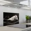 Paarden - Zwart - Wit - Kudde keuken achterwand spatscherm klein -3d_schuin