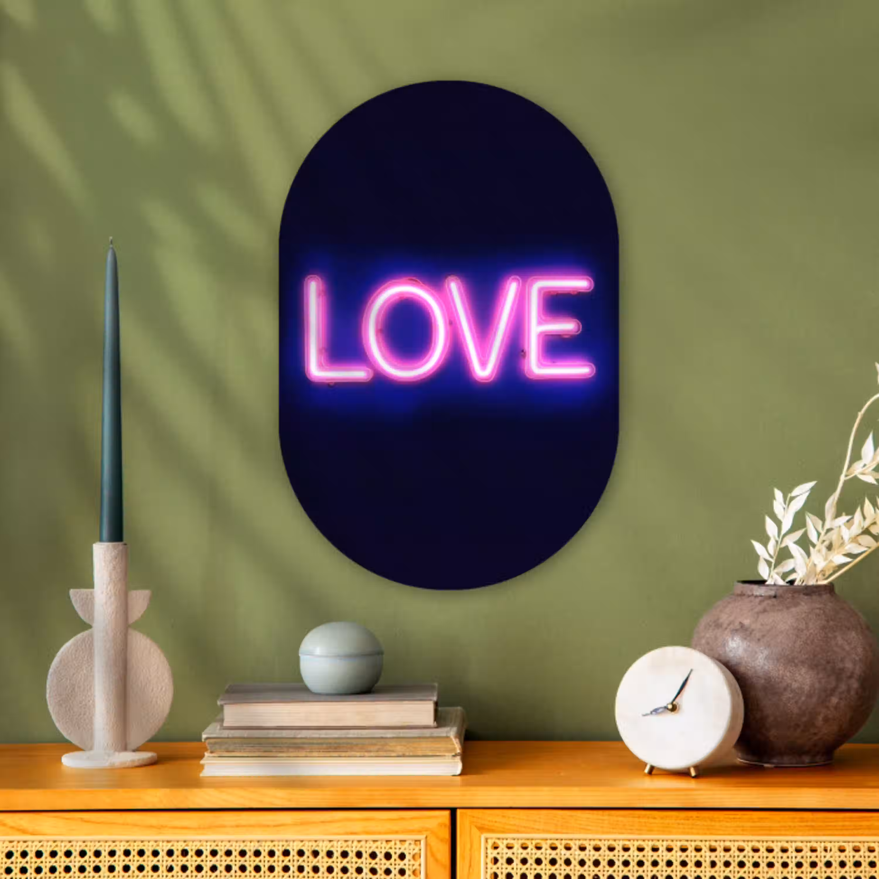 Neon - Love - Valentijn Wandcirkel Ovaal Forex klein -sfeer2