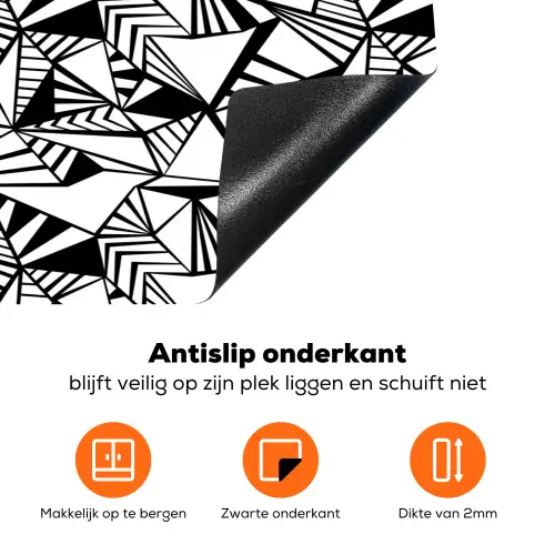 Geometrie - Driehoeken - Zwart - Wit Inductie beschermer vinyl 3mm klein 276 -zzzzzzz-td-onderkant