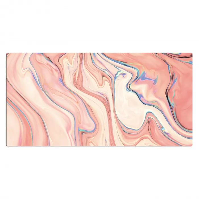 Marmer - Pastel - Roze - Blauw - Marmerlook - Abstract Muismat XXL klein -3d_leeg