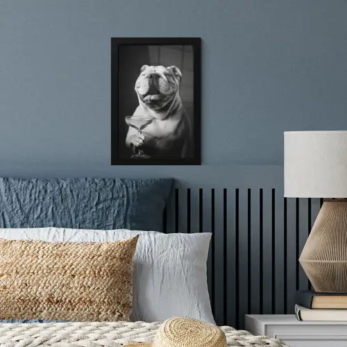 Buldog - Hond - Glas fotolijst zwart zonder passe partout klein -sfeer3
