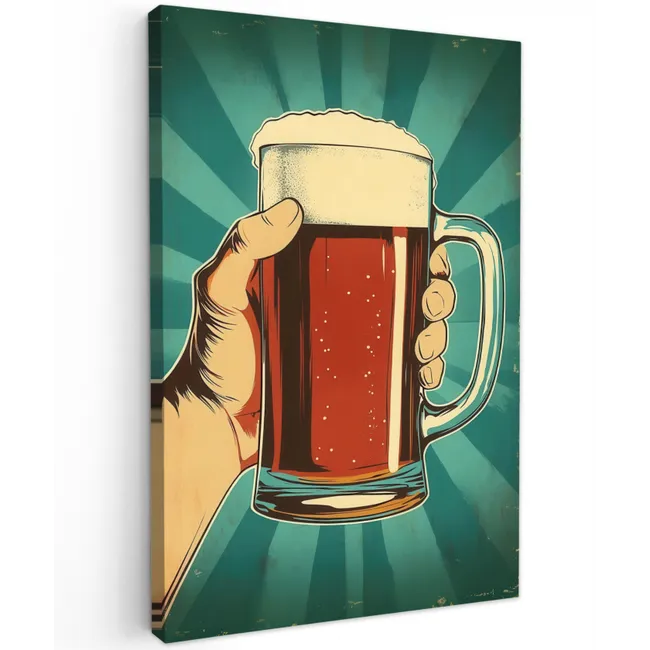 Bierglas - Schuim - Retro - Groen Tuinposter op houten frame 2 cm dik klein -3d