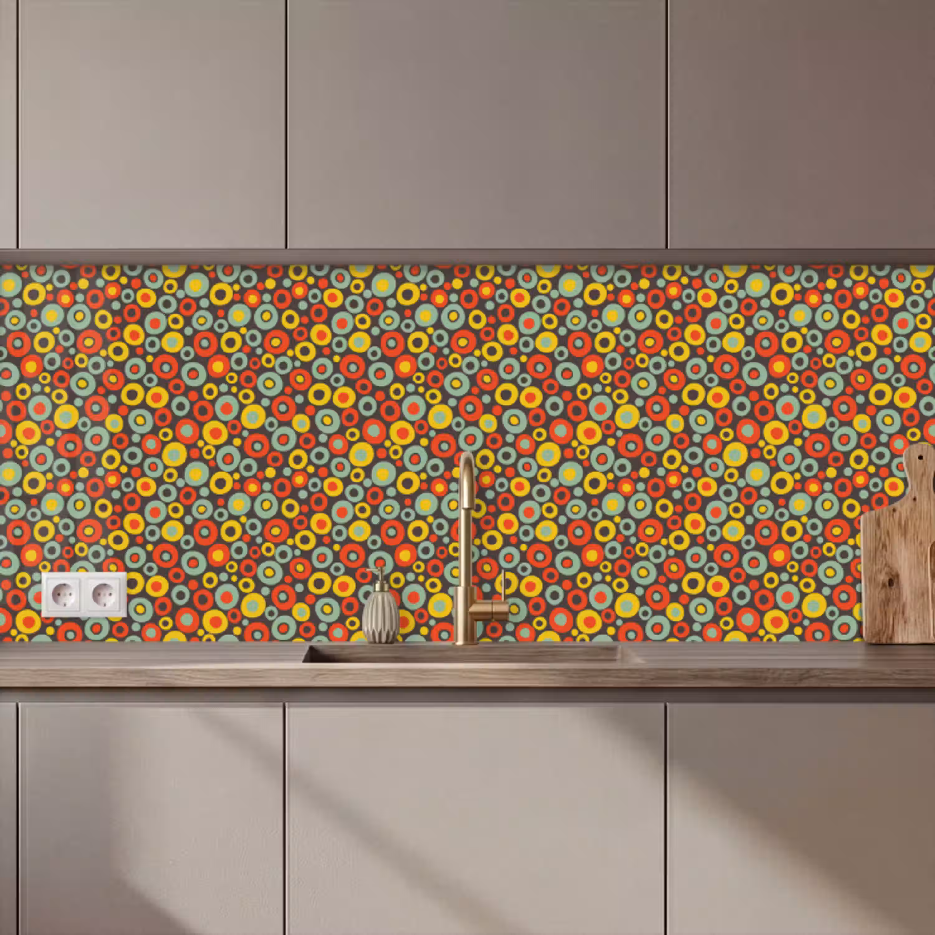 Patroon - Jaren 70 - Retro - Bubbel keuken achterwand 2 middel 871 zz_3dshopping